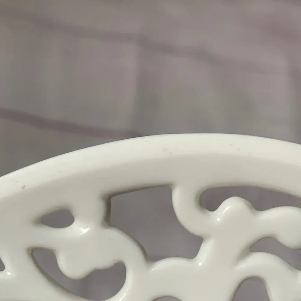 Regent Square Studio Porcelain Filigree Heart Ornament European Crystals Cream